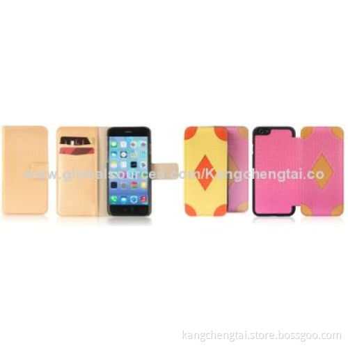 PU Leather Mobile Phone Case for iPhone 6, Stylish, 2 Pockets Store Your Credit Cards or Cash